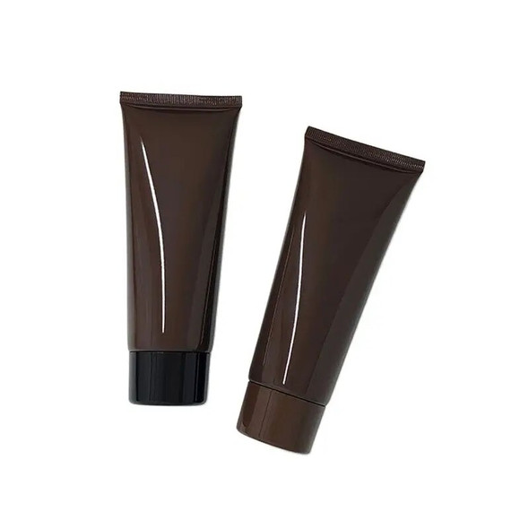 100ml Luxury Brown Plastic Soft Tubes Glossy Makeup Tools Acrylic Lid Accessories Empty Squeeze Bottle Hand Cream Bottle 50pcs