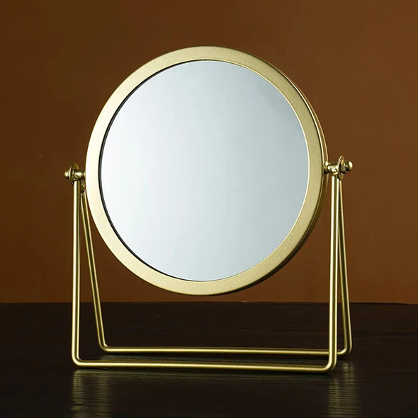 Makeup Mirror Light Luxury Retro European Metal Gold Home Desktop Desktop Square Round Mirror Mirror Dormitory Makeup Mirror