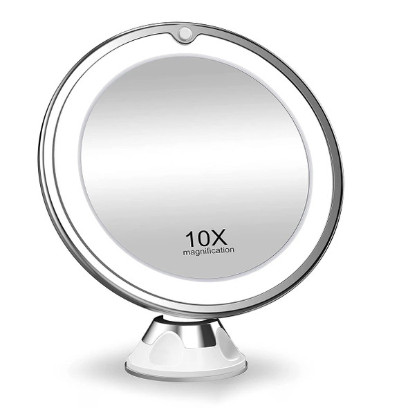 Flexible 10x Magnifying Mirror LED LightingTouch Screen Portable Dressing Table Makeup Dry Battery