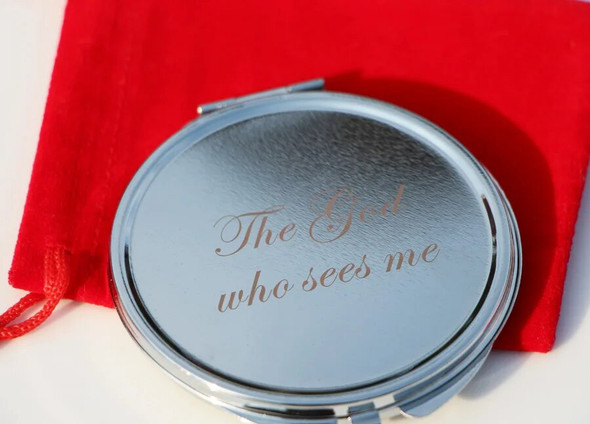 Personalized Compact Mirror Pretty Ladies Handbag Mirrors + Red Velvet Bag Gift Favors #18122-1