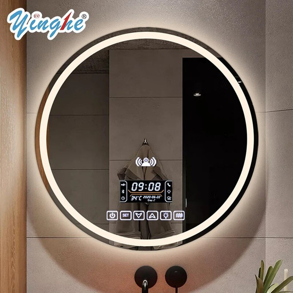 Round Shower Smart Mirror Led Light Magnifying Body Bath Mirrors Shaving Cosmetic Espelhos De Banho Bathroom Fixture FY22XP