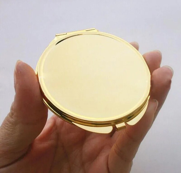 Thin Gold Compact Mirror Round Beautiful Makeup Compact Mirror Favrors 62mm