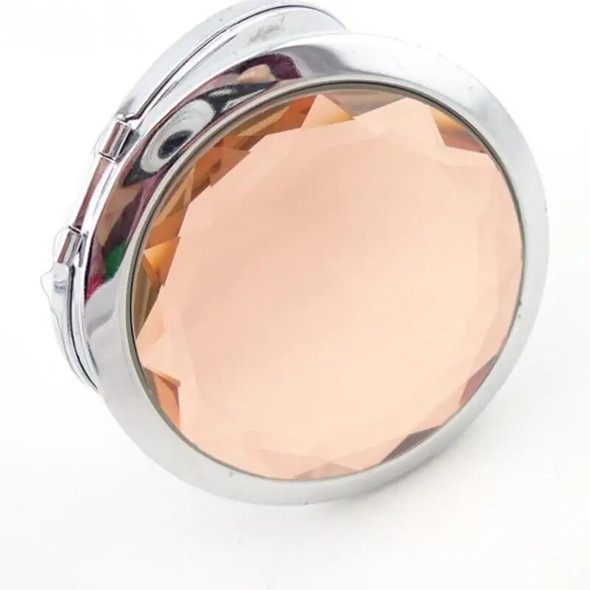 7cm Portable Makeup Mirror Folding Compact Mirror With Crystal Metal Pocket Mirror LX2572