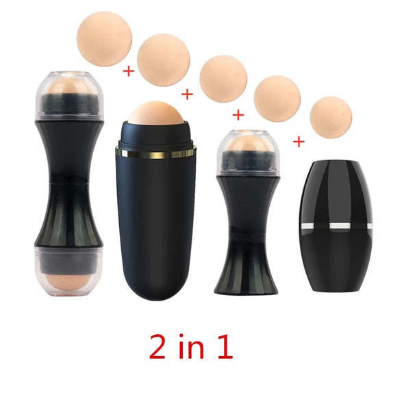 2 in1 Oil Absorbing Roller Natural Volcanic Stone Face Massage Body Stick Makeup Skin Care Tool Facial Pores Cleaning Oil Roller