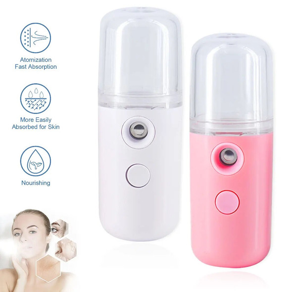 30ML Mini Facial Steamer Facial Sprayer USB Nebulizer Humidifier Moisturizing Hydrating Women Beauty Skin Care Tool