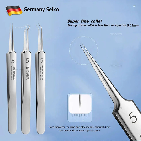 German Ultra-fine No. 5 Cell Pimples Blackhead Clip Tweezers Beauty Salon Special Facial Pore Cleaning Acne Wart Skin Care Tools