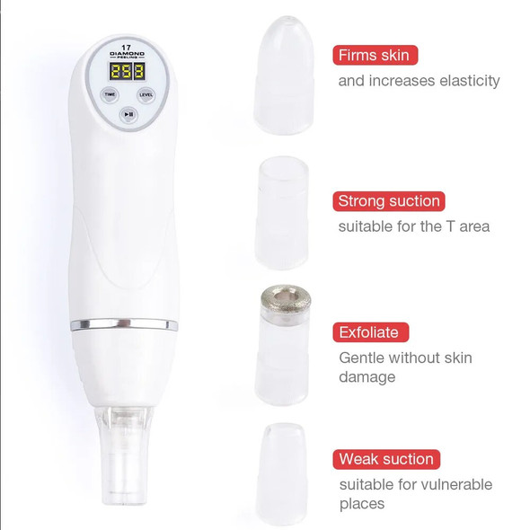 Digital Diamond Microdermabrasion Vacuum Blackhead Cleaner Facial Acne Marks Removal Machine Deep Cleaning Pores Skin Care Tool