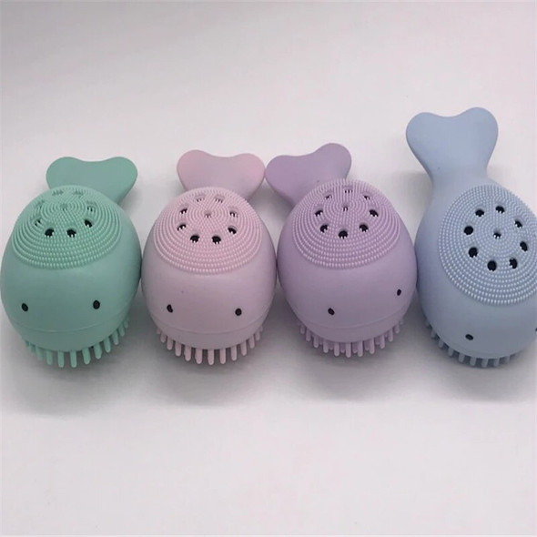 Little Whale Shape Silicone Facial Cleansing Brush Face Cleanser Brush Face Washing Brush Face Pore Deep Cleaning Skin Care Tool