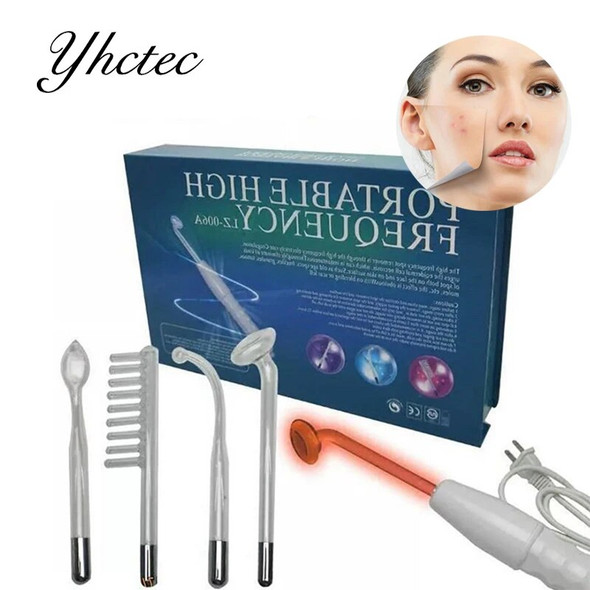 High Electrotherapy Frequency Electrode Wand Beauty Device Acne Cleansing Skin Care Home Use 4 In 1 Glass Tube Sets Face Massage