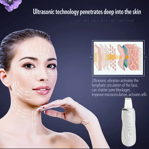 Ultrasonic Cleaner Face Skin Scrubber Spatula Facial Peeling Blackhead Removal Lifting Home Use Multifunctional Beauty Device