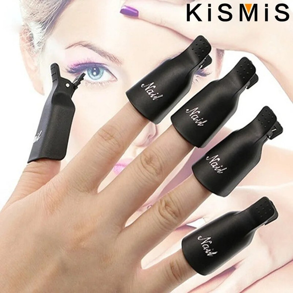 KISMIS 10Pcs Bowknot Plastic Nail Art Soak Off Clip Cap UV Gel Polish Remover Tool Nail Tool