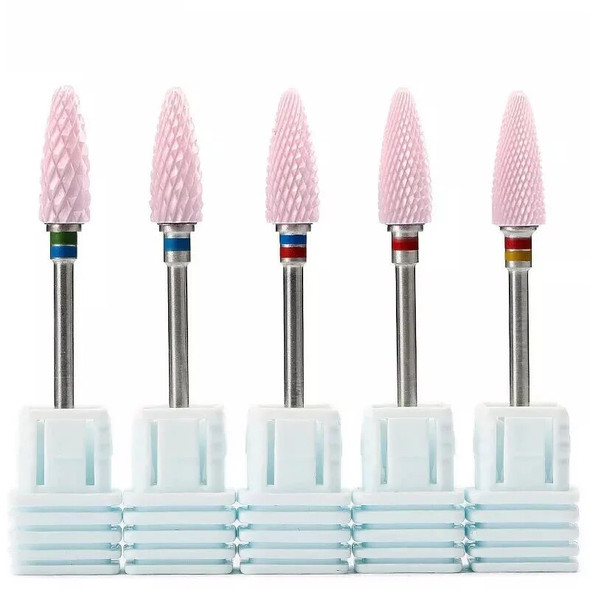 Pink Ceramic Milling Cutters For Manicure, Equipment Tools Removing Gel Polish Electric Nail Drill Bits