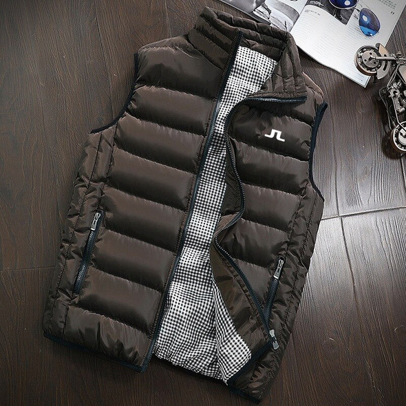 Embroidered Logo Men Golf Down Vest Autumn Coat Ultralight Sleeveless