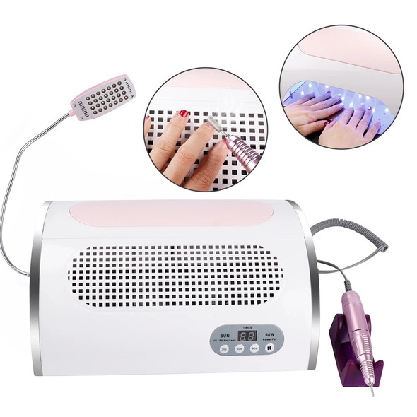 72W LED UV Lamp Vacuum Cleaner Nail Dust Suction Collector 25000RPM Nail Drill Polishing Manicure Pedicure Machine Nail Dryer