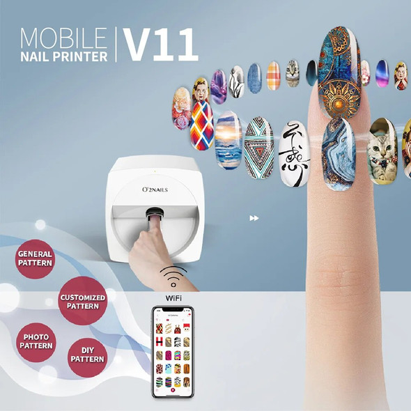 O2nails V11 Professional Mobile Nail Printer WIFI Controlled Intelligent DIY Function Nail Art Machine For Beatuy Salon