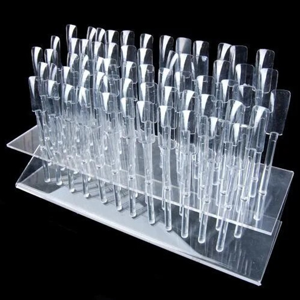 wholesale New 64 Tip Stick Nail Art Clear Tip Display Stand Nail Polish Practice Training Color Swatches 30set/lot free shipping