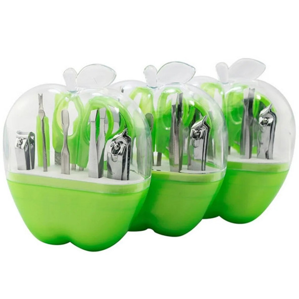 9pcs Apple Makeup Manicure Set Kit Nail Scissors Nail File Cuticle Pushers Eyebrow Scissors Ear Pick Nail Tools