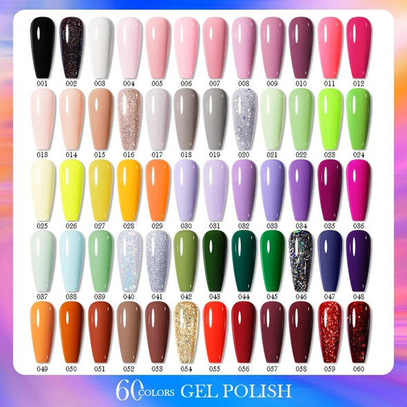 BORN PRETTY 10ml Nail Gel Polish Kit Semi-Permanant Gel Varnish Color Glitter Sequins Soak Off UV LED Nail Art Base Top Co