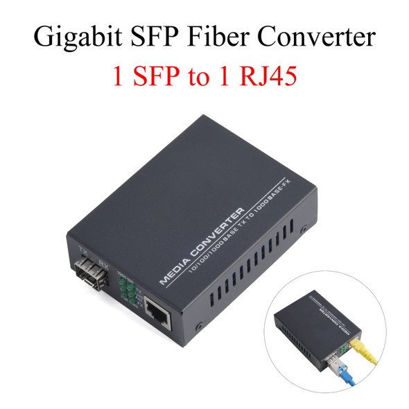 1PCS Gigabit SFP Media Converter 1 SFP to 1 RJ45 Transceiver 10/100/1000M Fiber Optic Switch With 3KM/20KM LC/SC SFP Module