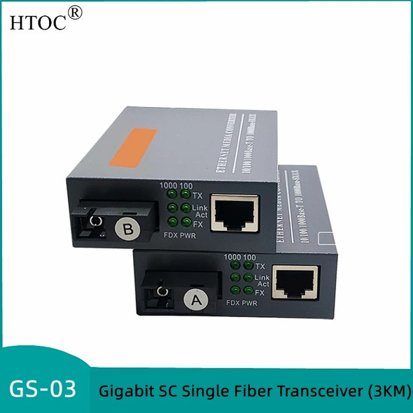 HTB-GS-03 A/B Fiber Transceiver Single Fiber Converter SC 10/100/1000M Single Mode Single Fiber 1 Pair HTB-GS-03 A/B Fiber Transceiver Single Fiber Converter SC 10/100/1000M Single Mode Single Fiber 1 Pair