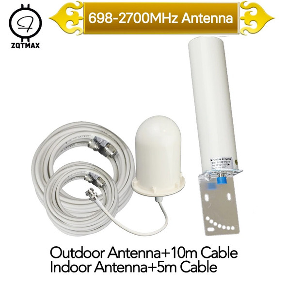 ZQTMAX 12dbi 2g 3g 4g omni communication antenna set for 900 1800 2100 850 1900 2600 UMTS LTE amplifier gsm dcs signal booster