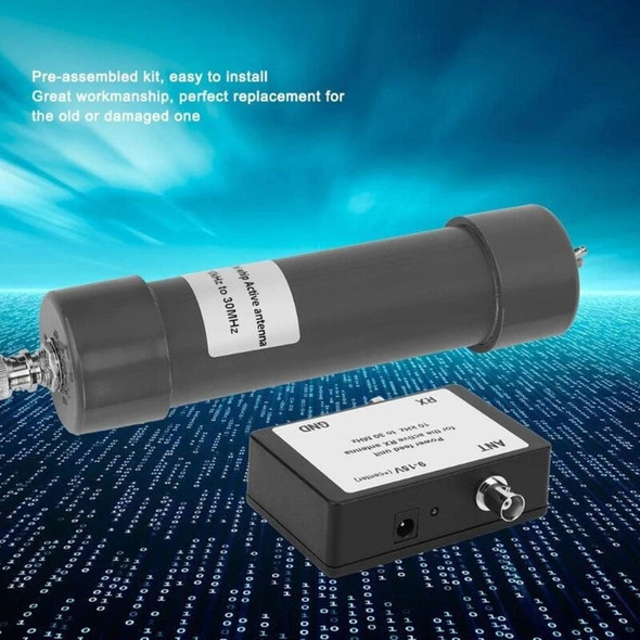 Universal 10 kHz-30 MHz Mini Whip Active Antenna Replacement with BNC to BNC Connection Cable for Radio Communication J60A