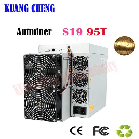 Used Bitmmin Antminer S19 95Th/s BTC BCH BSV Miner 3250W With Power Supply Asic Miner Bitcoin Mining