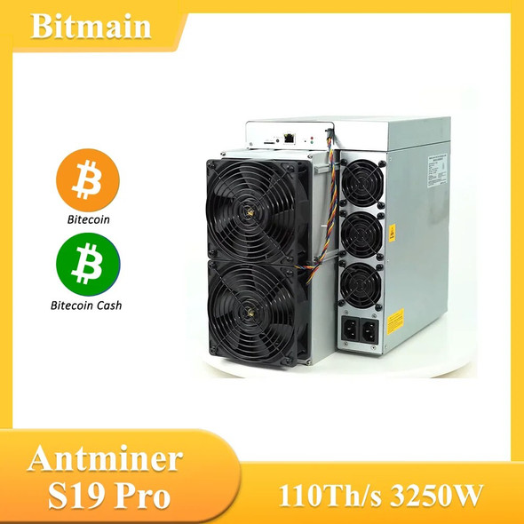 New/Used S19 Pro Bitmain Asic Antminer S19 Pro 110Th/s Bitcoin Miner With 3250W Power Supply Most Profitable Mining SHA-256