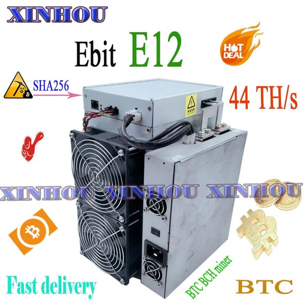 Used Bitcoin miner Ebit E12 44T SHA256 Asic miner BTC mining Better than E10.3 E9i antminer S17 S17E T17 S9 Z15 T2T T3 M20S M21S