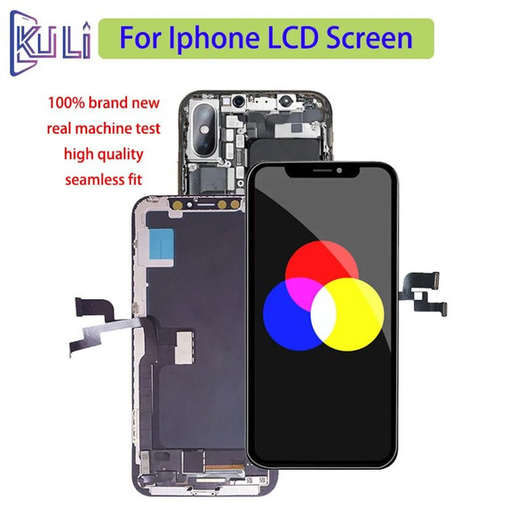 KULI LCD For IPhone X XS XR Screen 11 12 Pro Max Display Replacement Mobile Phone Liquid Crystal Touch Monitor Fit Seamless Kit