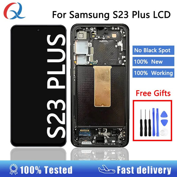New for S23 plus 5G lcd pantalla galaxy S23 plus screen replacement with frame Mobile Phone Lcds for Samsung S23 plus display
