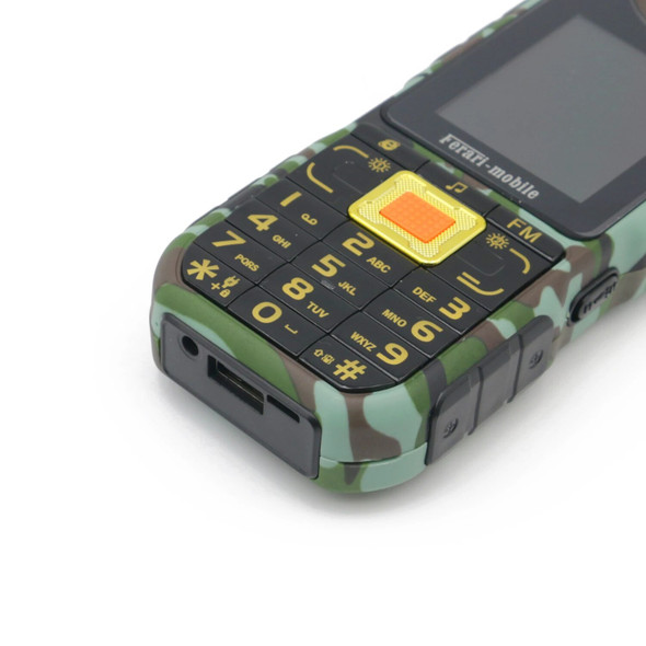 GSM 2G Camouflage Mobile Phone with Antenna Big Button Power Bank Torch Bluetooth 4 SIM Card Russian Keyboard Elderly Cellphones