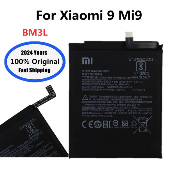 2024 years New BM3L Original Replacement Battery For Xiaomi 9 MI9 M9 MI 9 3300mAh Mobile Phone Batteries In Stock Fast Shipping