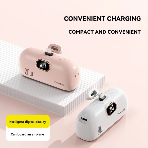 Mini 10000mAh Power Bank Built in Cable Portable Mobile Phone Charger External Battery Capsule Power Bank For Type-C iPhone