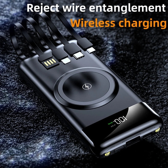 Xiaomi 30000mAh Mobile Power Bank Can Be Wirelessly Charged, Thin And Portable Mobile Phone External Battery Built-In Cable