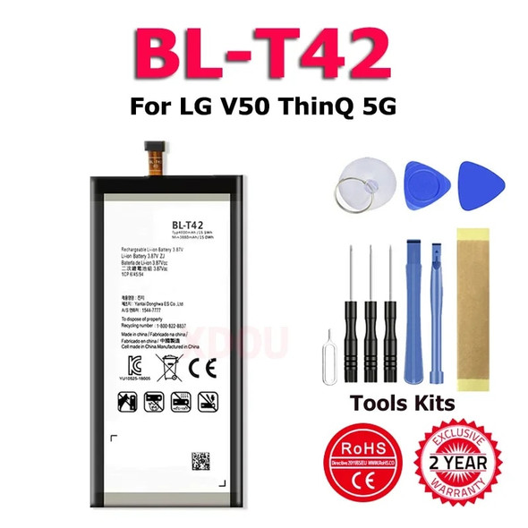 100% Battery For LG V50 ThinQ 5G V50ThinQ BL T42 LM-V500 V500N V500EM V500xm Mobile Phone New In Stock Bateria