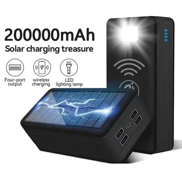 Solar Power Bank 200000mAh Solar Charging Mobile Phone Wireless Charging Large Capacity Battery External Battery Fast Charging Solar Power Bank 200000mAh Solar Charging Mobile Phone Wireless Charging Large Capacity Battery External Battery Fast Charging