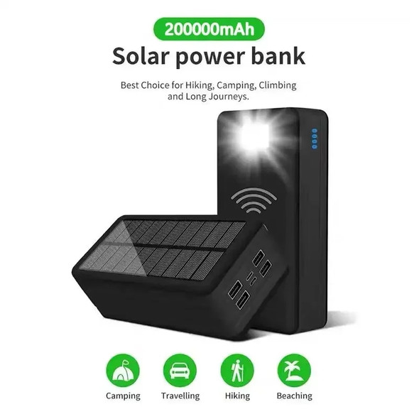 Solar Power Bank 200000mAh Solar Charging Mobile Phone Wireless Charging Large Capacity Battery External Battery Fast Charging Solar Power Bank 200000mAh Solar Charging Mobile Phone Wireless Charging Large Capacity Battery External Battery Fast Charging