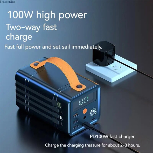 Real 60000mAh PD100W Outdoor Power Bank Portable power station External Battery Pack Fast Charger mobile Phone notebook power DC