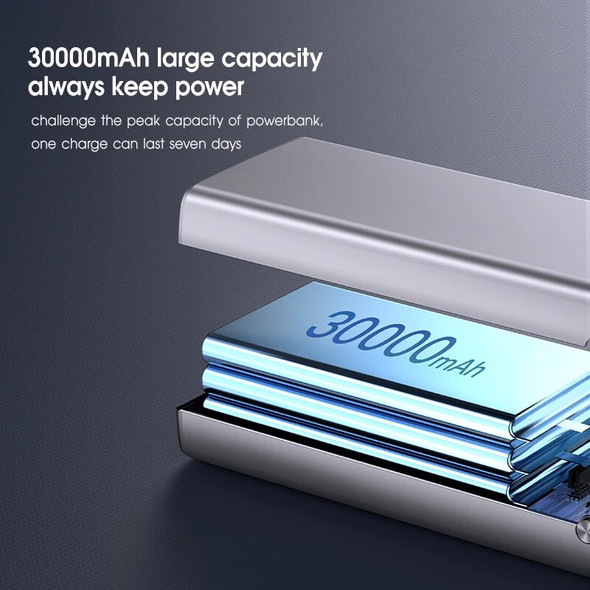 30000mAh outdoor large capacity charging bank PD65W fully compatible mobile phone notebook aluminum alloy mobile power supply 30000mAh outdoor large capacity charging bank PD65W fully compatible mobile phone notebook aluminum alloy mobile power supply