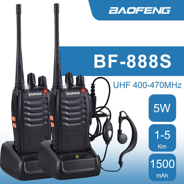 Baofeng Walkie-talkie 888S Dual Band Ham Radio Transceiver UHF 400-470 MHz for Factory Warehouse BF-888S Earphone Walkie Talkie