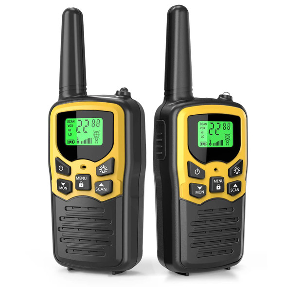 2pcs Adults Walkie Talkies for Hunting Hotel Cafe Hiking Camping Trip with LED Flashlight VOX Scan LCD Display Portable Radio