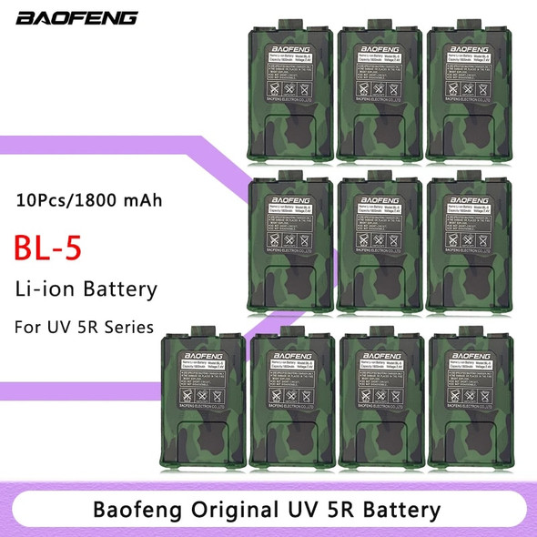 10pcs Baofeng Radio UV-5R Battery Walkie Talkie Accessories for UV 5RT F8HP Two Way Radio 1800/3000mAh 7.4V Li-ion Battery UV5R