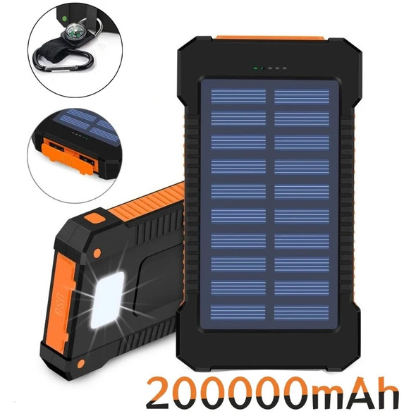 New 200000mah Large Portable Capacity Solar Power Bank Compass External Battery Outdoor Charging Powerbank For Xiaomi New