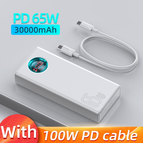 Baseus 65W Power Bank 30000mAh 20000mAh Quick Charge PD QC 3.0 SCP AFC Powerbank For iPad Laptop External Battery For iPhone 12