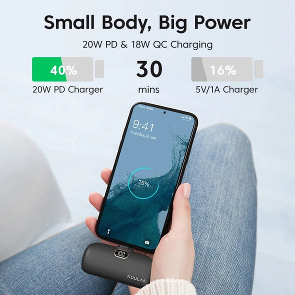 KUULAA Mini Power Bank 5000mAh PowerBank QC PD Fast Charging For iPhone 15 14 13 Batterie Externe Portable Charger For Xiaomi Mi