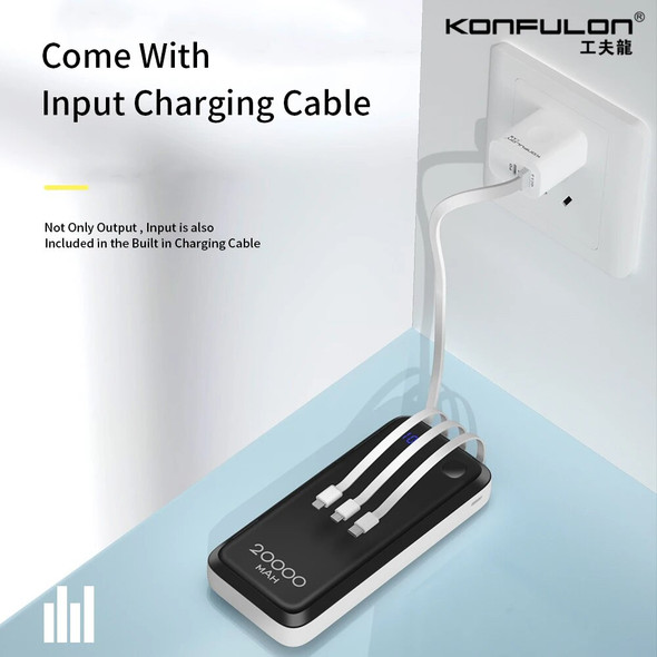 20CM Built In Cable Power Bank Fast Charge Type C Input Powerbank USB C Portable Charger For Samsung Galaxy Xiaomi Huawei