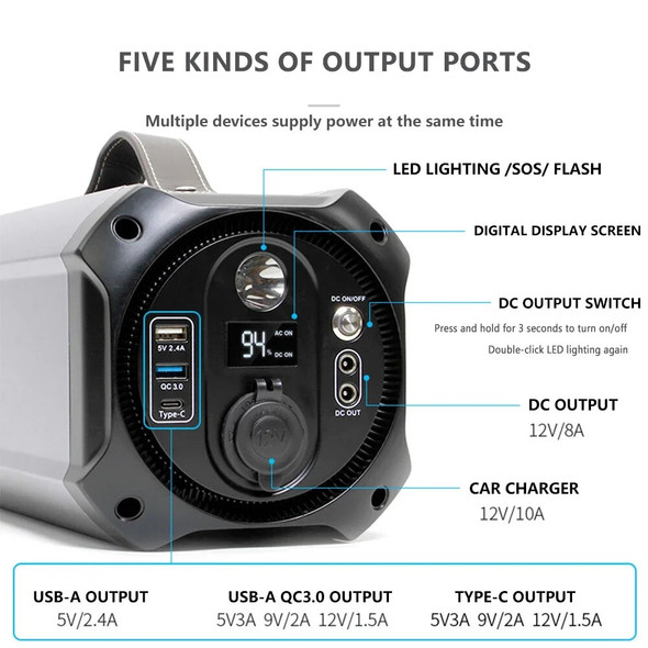 New outdoor emergency energy storage start-up power solar mobile high-power 300W RV self-driving charging
