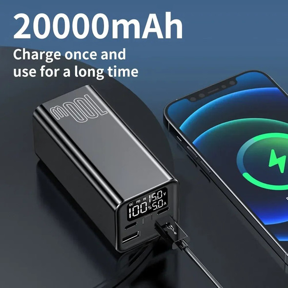 100000mAh Power Bank Type C PD 65W Fast Charging Powerbank External Battery Charger For Smartphone Laptop Tablet iPhone Xiaomi