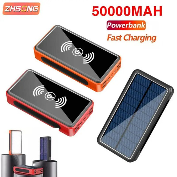 50000mAh Solar Wireless Power Bank With4 USB LED Portable Power Bank External Battery Fast Charging for IPhone Xiaomi Samsung